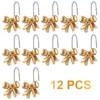 BOXOB 12pcs Gold Bow Shower Curtain Hooks Rings, Stainless Steel