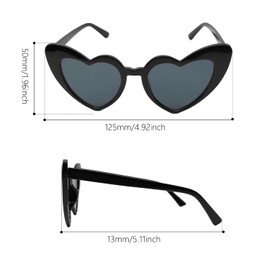 ALLY-MAGIC Kids Heart Shaped Polarized Sunglasses, 70s Retro Love Heart Cat Eye Sunglasses UV400 Protection Vintage Eyewear for Girls Boys Y7ETXXTYJ (black)