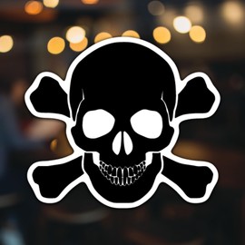 Skull and Cross Bones Vinyl Decal Sticker | Cars Trucks Vans Walls Laptops Cups | Black | 5.5 inches | KCD1277