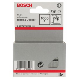 Bosch Professional 1000 x Flat Wire Clips Type 52 (Cardboard, Paper, Foils, 12.3 x 1.25 x 14 mm, Stapler Accessories)