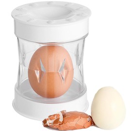 Hand Crank Egg Sheller - Easy Egg Peeler Tool for Quickly Removing Shells for Hard-Boiled Eggs, Kitchen Gadget (White)