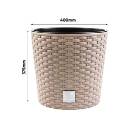 Prosper Plast Rato Round Flowerpot, 40 x 37.5 cm, Mocca, 40x40x37.5 cm