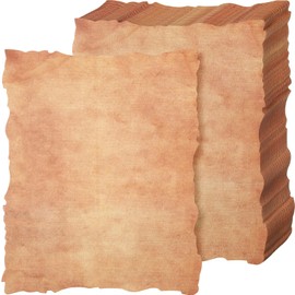 Harloon 100 Pcs Vintage Old Looking Cotton Watercolor Paper Cardstock Blank 200 GSM Thick Antiqued Deckle Edge Virgin Paper for Drawing Writing Printing Invitations Greeting (8.5x11 Inch)