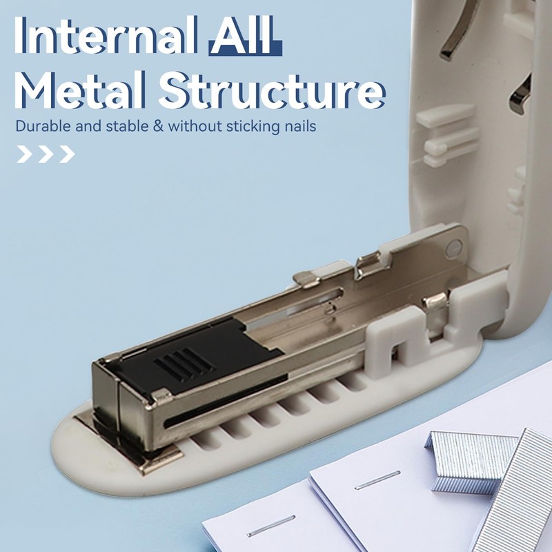 Office Stapler Made of Metal, Ergonomic Design with Refill Indicator,