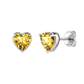 Shuxin Silver Stud Earrings for Women, 925 Sterling Silver Heart Stud Earrings, Silver November Birthstone Stud Earrings for Girls, 7mm Small Sleeper Cartilage Studs for Wife Girlfriend