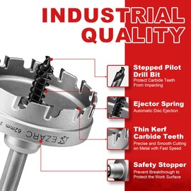 EZARC Hole Saw Carbide Drill, Powerful Hole Opener Ideal for Holes in Stainless Steel and Metal, 95 mm
