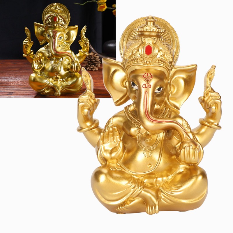 Indian Ganesha Statue Elephant Hindu God Sculpture Resin Decorative Indian