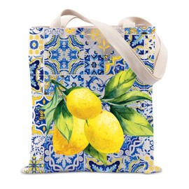 FUNYSO Italian Islands Gift Positano Delicious Italian Lemons Fresh Tote Bag Southern Italy Travel Shopping Bag (Lemons tote UK)