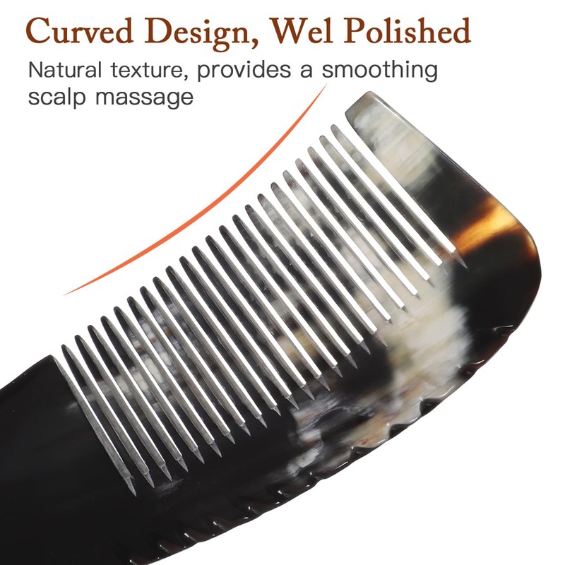 Healeved Large Ox Horn Comb Wide Tooth Detangling Hair Comb