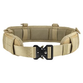 Seizar Tactical Belt, Molle Belt, Cobra Buckle, Molle System, Survival Game, First Line, 2-Piece Set, Hobby, Durable, One-Touch Type, Khaki