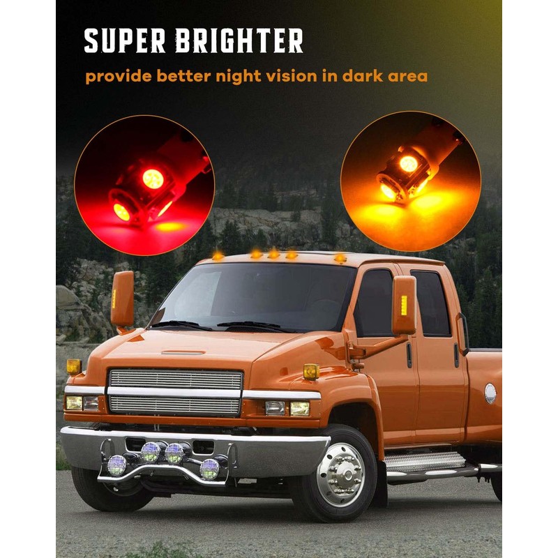 cciyu Amber Len 920-A Rear Red Cab Roof Lights Kit