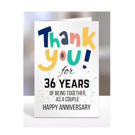 36 years wedding anniversary card for couple, couples, happy anniversary, married, thank you, men, women, presents for christmas, A5-88_37