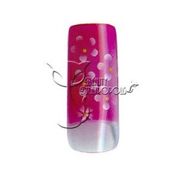 Fuchsia Floral Pre-designed Acrylic/UV Gel Artificial/False French Nail Tips (70 pcs.)