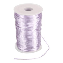 sourcing map Satin Nylon Cord String 2.5mm 330 Feet Silky Smooth Bracelets String for Macrame Kumihimo Chinese Knot Necklaces Beading Jewelry Making, Pale Purple