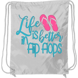 inktastic Life Is Better in Flip Flops Drawstring Bag White 3c88a