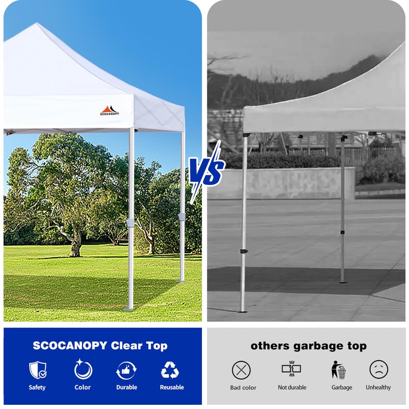 SCOCANOPY Commercial 10x10 Replacement Canopy Top,Canopy Cover ONLY,Bonus 4 Pack