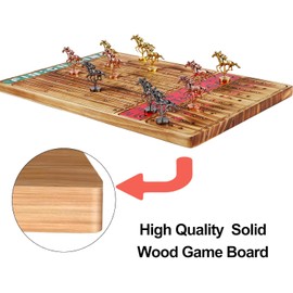 Medikaison Horse Racing Board Game Thickened Solid Wood Finish Line Horse Race Game with 11 Metal Horses with 2 Sets of Dice,2 Boxes of Cards and 100 Poker Chips for Parties and Gambling