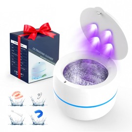 Voraiya Ultrasonic Retainer Cleaner for Dentures, Retainer Cleaner Machine, Dental Cleaning Pod for Denture Retainer,Mouth Guard Cleaner,Toothbrush Heads, Jewelry, Braces,Rings, 2 Cleaning Modes