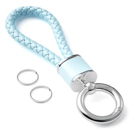 PIAQEIOZ Car Key Chain, Carabiner, Leather, Braided Bicycle, Keychain, Stylish, Includes Key Ring, Men's, Women's, Leather, Lost Prevention, Popular, Unisex, blue