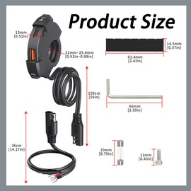 Motorcycle USB Socket, USB Socket Motorcycle USB Motorcycle Socket USB Waterproof 48 W Qc3.0 USB-A and PD Type C Are Suitable for 12 V/24 V Motorhomes, Cars, Motorcycles, Yachts and Cars