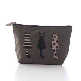 Atsuko Matano 089001-0001-56 Cat Pouch with Gusset, 100% Nylon, Women's, Approx. 4.5 x 4.7 x 2.8 inches (11.5 x 12 x 7 cm)