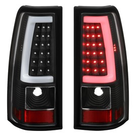 PENSUN Tail Lights Assembly Set Compatible With 2003 2004 2005 2006 Chevy Silverado 1500 2500 Rear Brake Lamp Pair Left+Right W/LED Black GM2800161 GM2801161