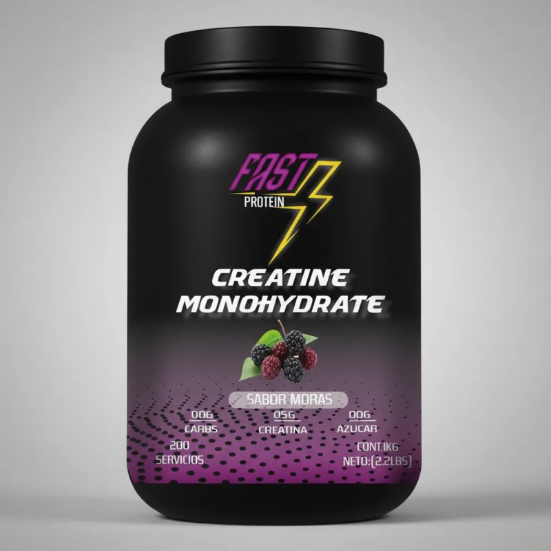 Creatina Monohidratada Fast Protein 1kg 200 Servicios Varios Moras-