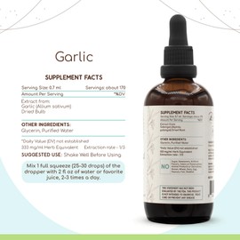 Garlic B120 Alcohol-Free Herbal Extract Tincture, Concentrated Liquid Drops Natural Garlic Dried Powder (4 fl oz)