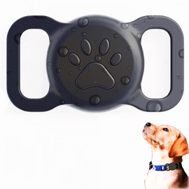 2025 Latest Air tag Dog Collar Holder, [1 Pack] Silicone Full-Body Covered, Waterproof Air tag Holder for Cat Collar Soft Design Fits All Width Collars, Black