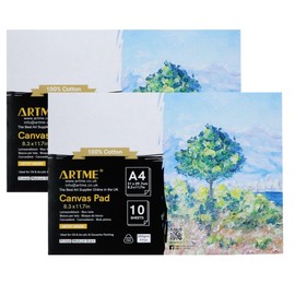 EXERZ A4 Canvas Pad (8.3"x11.7"), 10 Sheets 280gsm, for Oil and Acrylic Painting. Triple Primed, Acid Free, 100% Cotton. (A4-2pk)