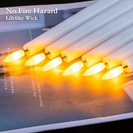 Homemory 3 Pcs Waxy Flameless Taper Candles with Remote, Flickering Battery Operated Taper Candles, Led Flameless Candlesticks Classic Tall Taper Candles for Home, Wedding, Party, Ivory, 9.6 inches