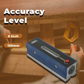 kimllier 6" (150mm) Accuracy Level, Accuracy 0.02mm/m Strip Level with Wooden Box Used to Test the Flatness and Horizontal Position of Equipment
