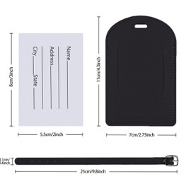 Luggage Tags, 6 Pcs Leather Suitcase Labels Travel Luggage Tag with Name ID Card Baggage Labels Tags for Luggage Bags Backpacks Cruise Waterproof Travel Accessories（Black）