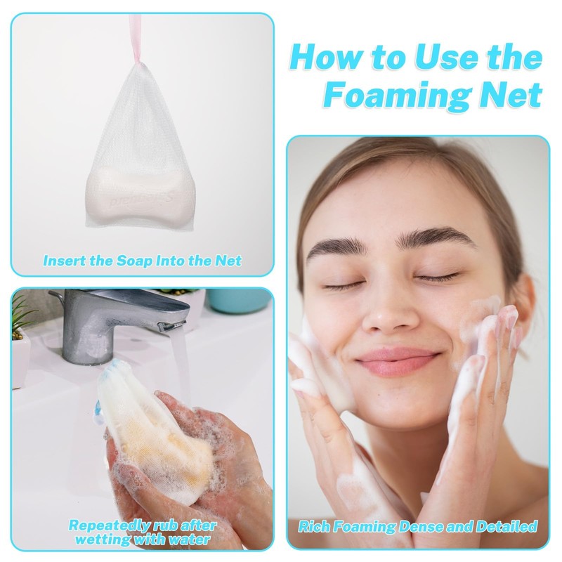 8 Stück Seifenbeutel, Bunt Foamie Seifensäckchen