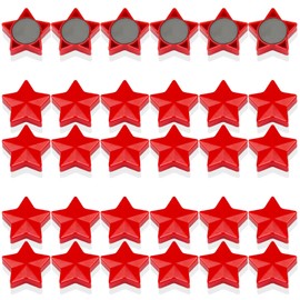 PYJLBX 30Pcs Fridge Magnets Strong Magnet Small Magnets Whiteboard Magnets Heavy Duty Magnets for Crafts, Mini Magnets fridge magnets for adults, Cute Magnets for Whiteboard, Notice Board (Star, Red)