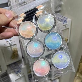 Juego de 6 botes de polvo de uñas de sirena cromado, polvo de uñas Aurora, polvo de arte de uñas nacarado iridescente, kit de pigmento de efecto espejo metálico, polvo de purpurina para