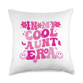 Nad-Aunt In My Cool Aunt Era Groovy Funny Auntie Throw Pillow, 18x18, Multicolor