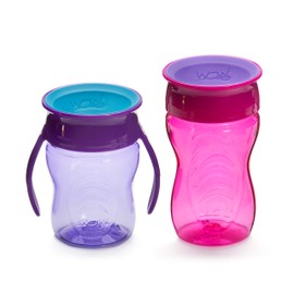 Wow Cup Stages Kids and Baby 360 Vaso para beber, rosa/morado, 10 onzas/7 onzas, paquete de 2