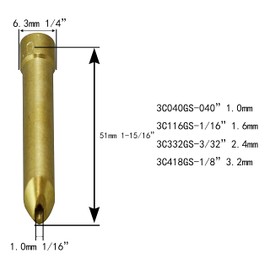 RIVERWELD TIG Long Wedge Collet 3C418GS 3.2mm Fit DB SR WP 17 18 26 TIG Welding Torch Pack of 10