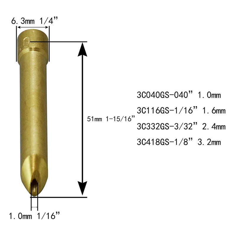 RIVERWELD TIG Long Wedge Collet 3C418GS 3.2mm Fit DB SR