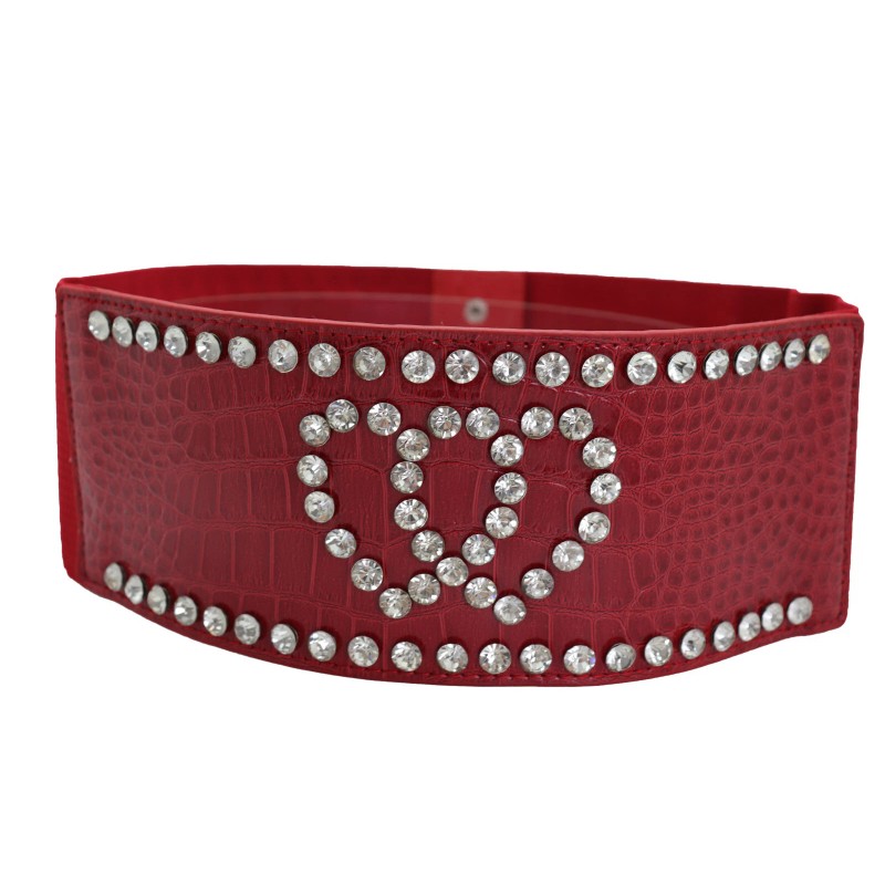 Unbranded Women Red Elastic Wide Friendship Statement Belt Hip High