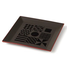 Takenaka Fukue Square Plate, Medium, Black, 7.6 x 7.6 x 0.7 inches (19.3 x 19.3 x 1.7 cm)