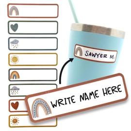 Riverwalk - Etiquetas para biberones de bebé para guardería, preescolar, suministros escolares, etiquetas impermeables para nombres escritos para niños - Etiquetas para guardería - Etiquetas multiusos - Paquete de 32 unidades