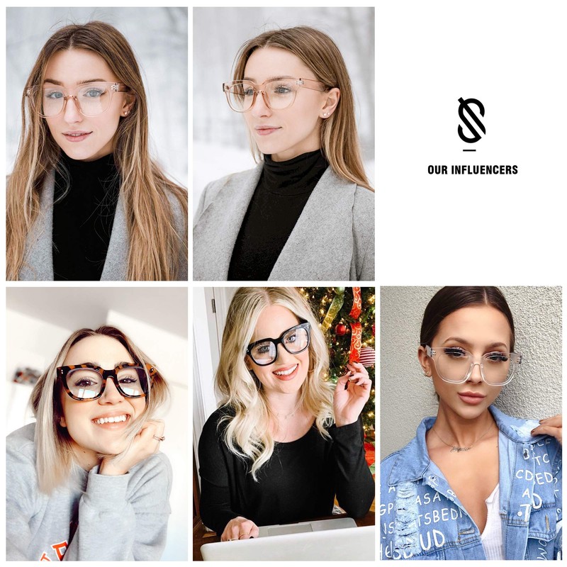 SOJOS Oversized Square Anti Blue Light Blocking Glasses for Women