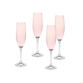 Goblet Wine Glass Champagne Flute Beverage - Meridian by Godinger – 7 oz - Blush - Set of four
