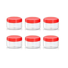 Sunpet J0050 50ml Small Plastic Food Storage Canisters, Red (Pack of 6)