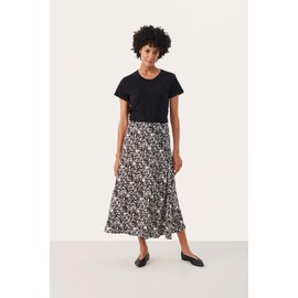 Part Two Women's Skirt Midi Length A-line Fit Comfort Waist Fabric, Black Texture Print, XS