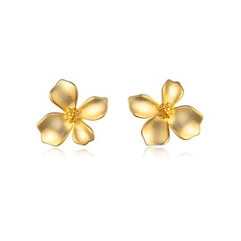 Cinlan Gold Flower Earring Gardenia Flower Earrings for Women | Small Flower Stud Earring