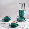 YOLIFE 8oz Porcelain Stackable Cappuccino Cups with Saucers and Metal