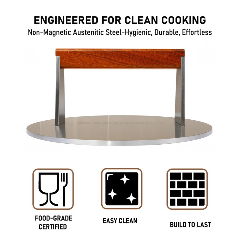 Manucode Smash Burger Press, 3.8-Lb Burger Smasher, 9-Inch Bacon Press